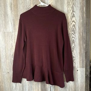 Neiman Marcus maroon sweater tunic with asymmetrical skirt, L